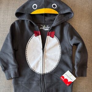 Jumping Beans Gray Penguin Hoodie with Red Accents